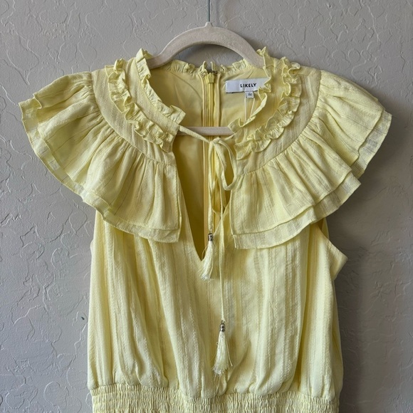 REVOLVE Likely Giordona Butter Yellow A-Line Ruffle Mini Dress Size 2 Coquette - Picture 5 of 12